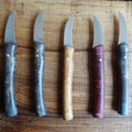 SCHÄLER Küchenmesser Götterschmiede handgefertigte Messer handgemachte Messer Klingen Damast Balbach Damast Puddeleisen Laminatstahl Qualität Ästhetik Messermacher Harz handcrafted knives damascus steel traditional forge quality aesthetics